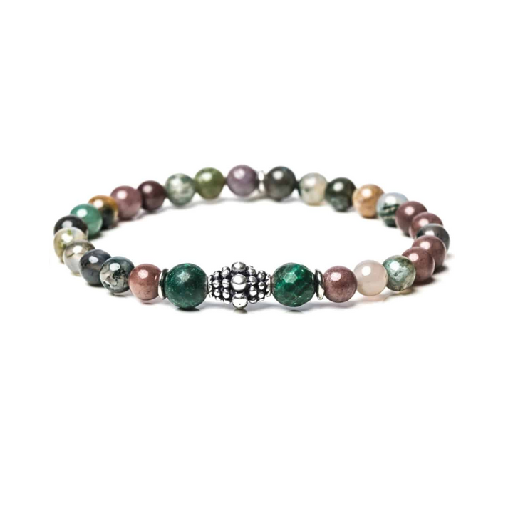 Bracciale Gerba Stone Forest pietra agata indiana e argento da uomo