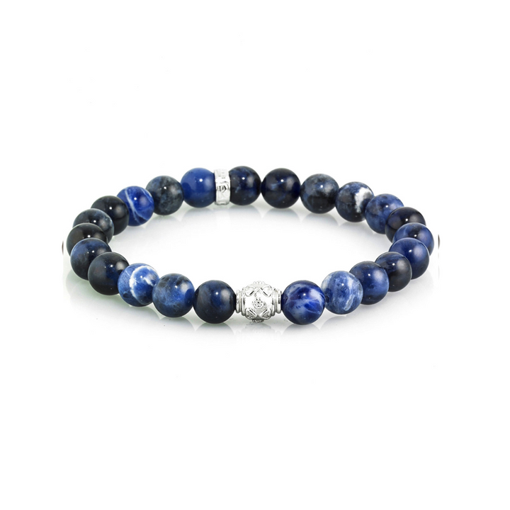 Bracciale Da Uomo Stone Sodalite blue componenti in Argento