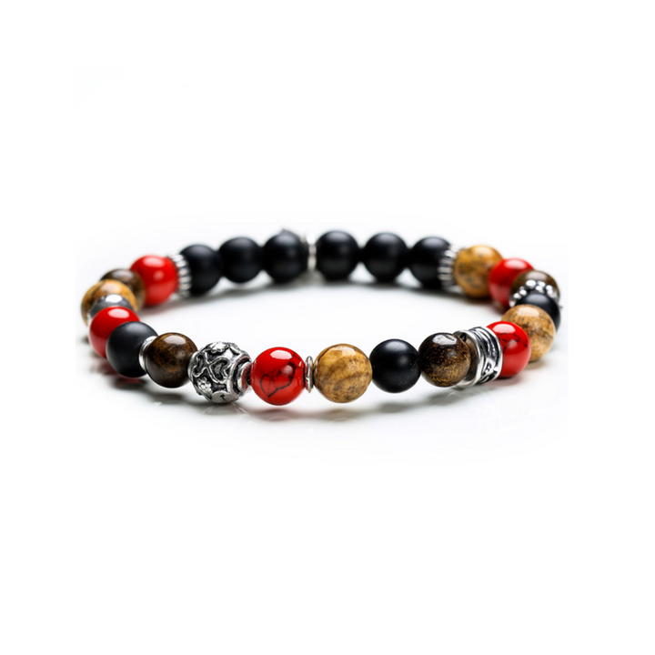 Bracciale Da Uomo Stone Vesuvius Onice Opaco Argento Ematite Aulite