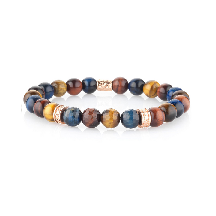 Bracciale Stone Full Passion occhio di tigre multicolor argento da uomo