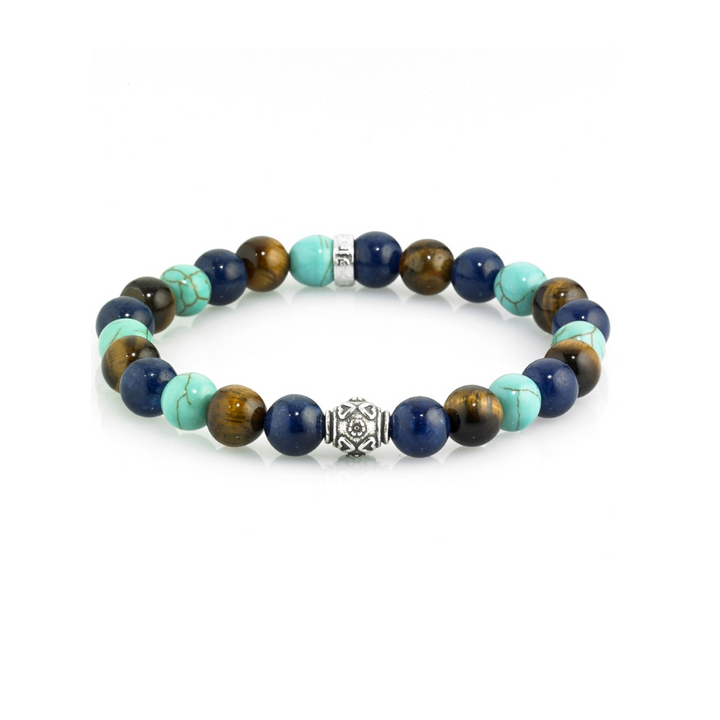 Bracciale Da Uomo Stone Colorado Occhio di tigre agata diaspro argento