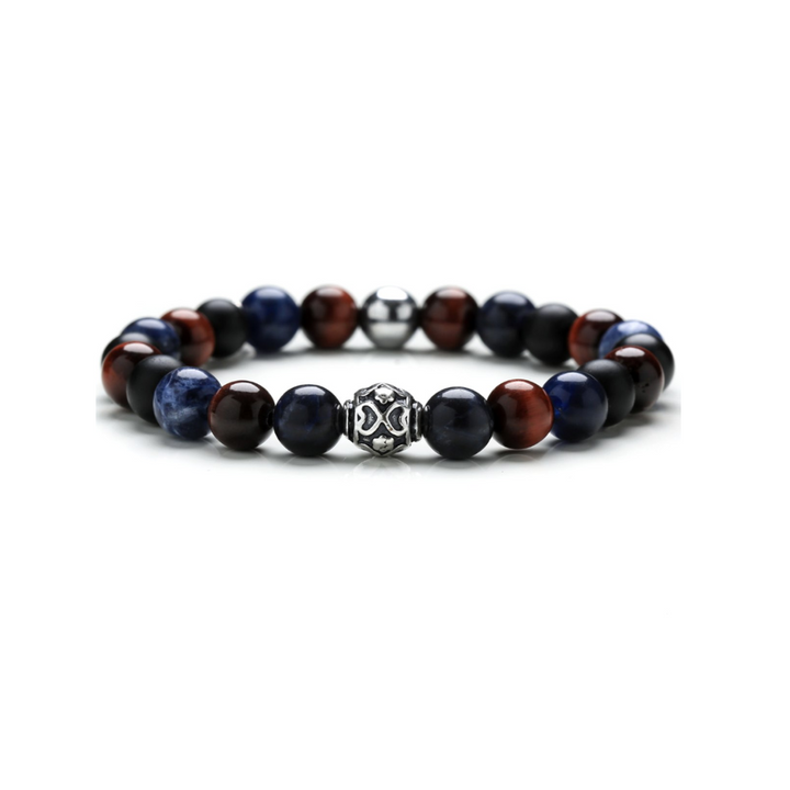 Bracciale Stone Red Blue onice sodalite ematite argento da Uomo