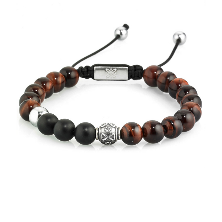 Bracciale Da Uomo Stone Black Tiger occhio di tigre onice argento