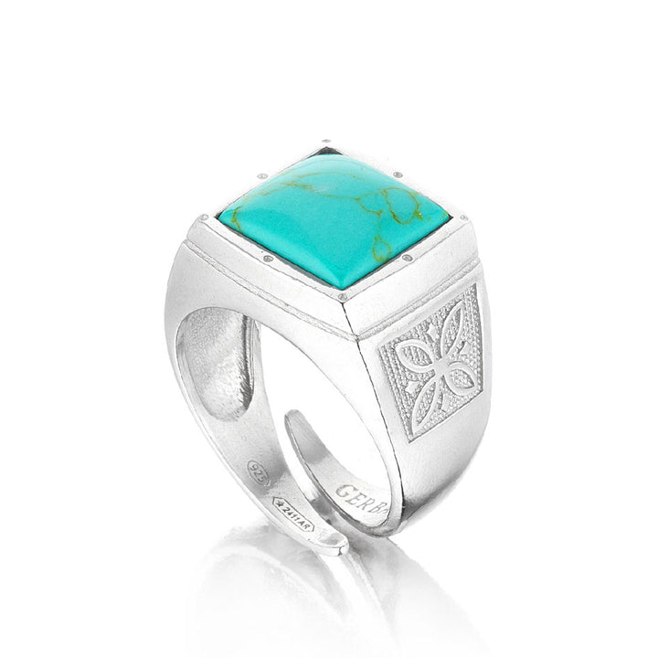 Gerba Chevalier Ring with Marine Turquoise Stone for Men and Women