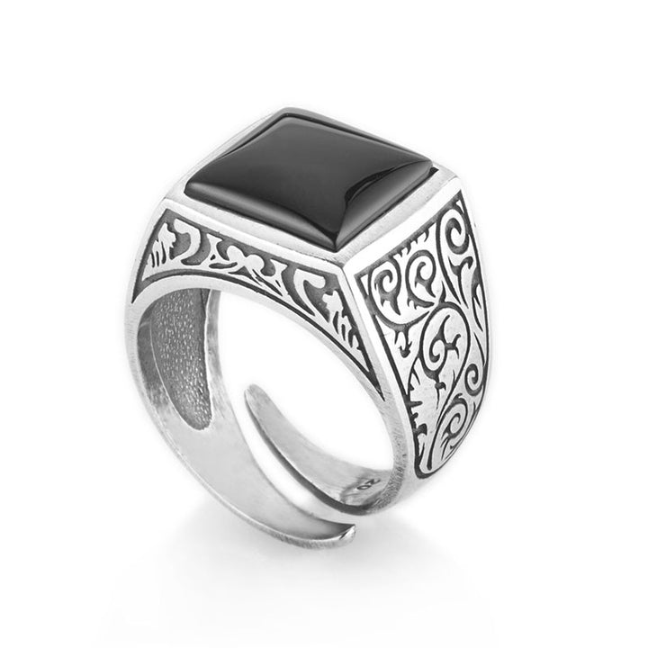 Byzantine Gerba Chavalier Ring with Black Onyx Stone for Men and Women