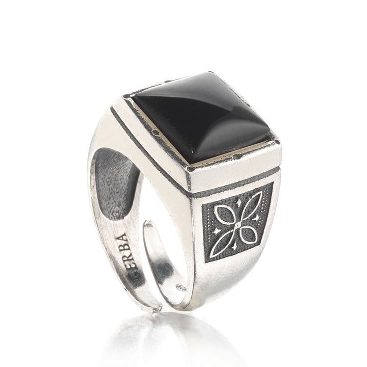 Gerba Chevalier Ring with Black Onyx Stone for Men and Women