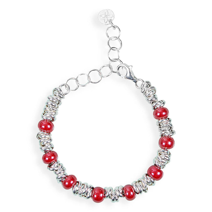 Baby Bond Bracelet 01 Silver and Red Ceramic Stones
