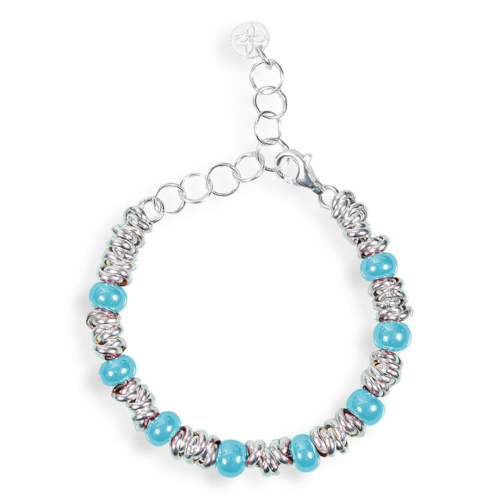 Baby Bond Bracelet Silver Stones in Light Blue Ceramic