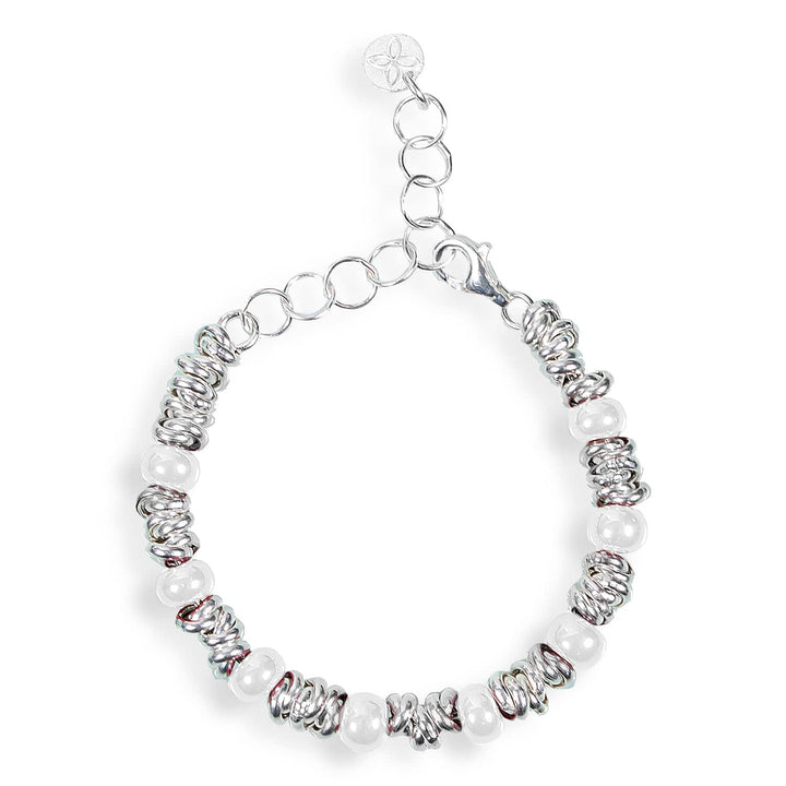 Baby Bond Bracelet Silver White Ceramic Stones